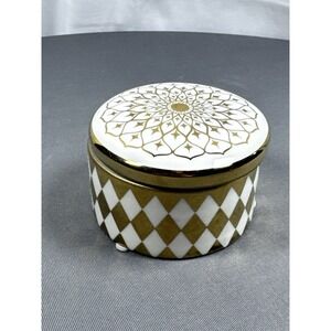 White & Gold Ceramic Trinket‎ Jar